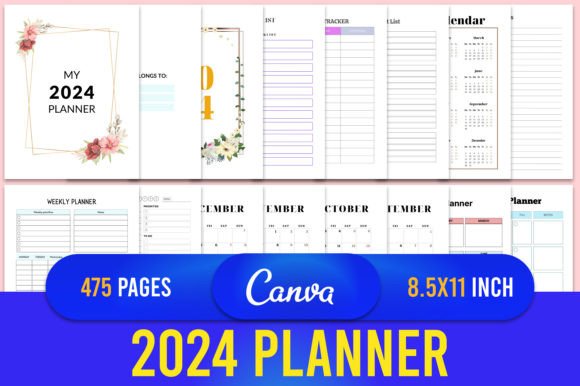 Download 2024 Planner Canva Template KDP - Canva template kdp Collection
