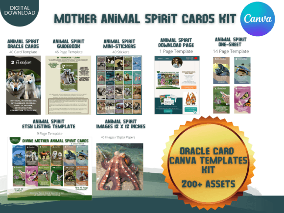 Download Mom ANIMAL Spirit Oracle Canva Templates - Animal Collection