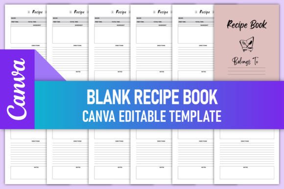 Download Blank Recipe Book Canva Template KDP - Canva template kdp Collection
