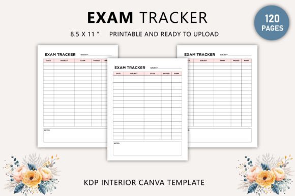 Download Exam Tracker Canva Template KDP Interior - Canva template kdp Collection
