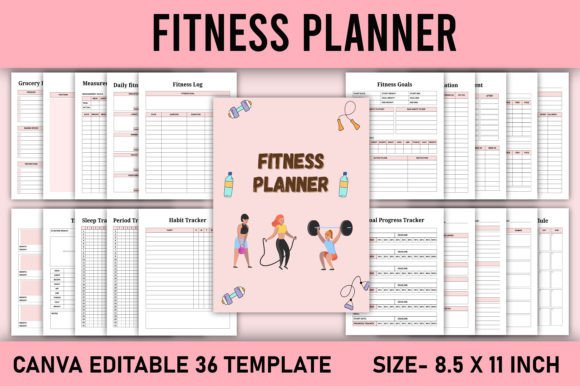 Download Fitness Planner Canva Template KDP - Canva template kdp Collection