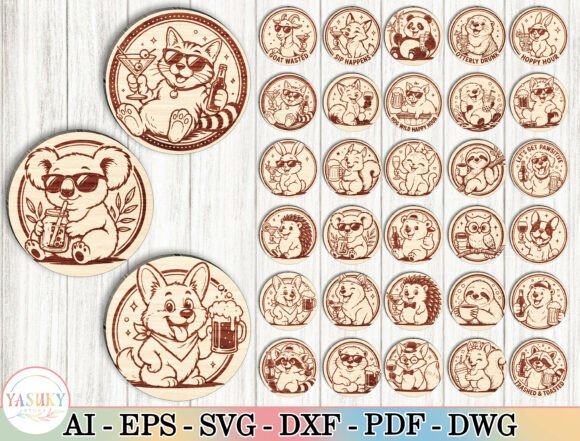 Download Funny Animal Coaster SVG Bundle - Animal Collection