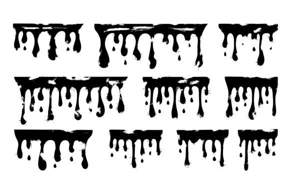 Download Set Black Spray Paint Vertical Drips - Premium Resources